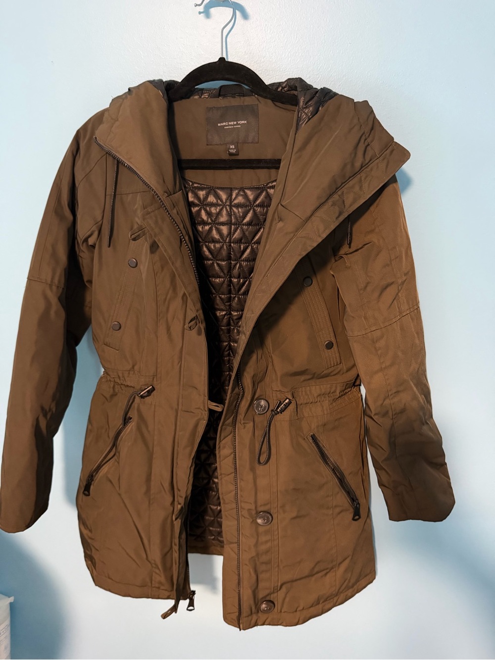 Marc By Marc Jacobs Olive Green Faux-Fur Hooded Puffer Coat